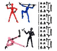 Bodeshis 4Pcs T13 Action Figure, dummy 13 Articulated Design with Weapons | Poseable Robot Figures, Desktop Display Models, Stop Motion Animation Props, DIY Assembly Project, Collectible Robot Toys