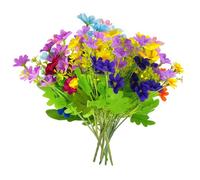 Bodeshis 6 Bundles Artificial Flowers,Artificial Flowers for Graves, Faux Silk Grave Flowers, UV Resistant Plastic Outdoor Fake Flowers for Indoor Home Decor, Gardens and Allergies