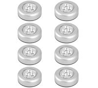 Bodeshis 8 Pack Stick On Lights for Walls, Battery Powered Push Lights, Silver Casing ABS Material Stick On Wall Lights for Kitchen Bedroom Stairs Cabinets Closets