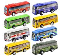 Bodeshis 8-Piece Toy Bus Collection, Bus Toy Set for Imaginative Play, School Bus Toy Models with Detailed Design, Durable Construction for Long-Lasting Enjoyment