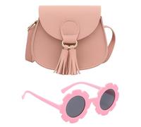 Bodeshis Kids Handbag with Pink Sunglasses, Girls Handbag with Tassel Pendant and Adjustable Shoulder Strap for Little Girls, Perfect for Parties, Playdates and Outdoor Activities