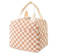 Bodeshis Lunch Bags for Women, Coffee Grid Design Lunch Bag for Women, Corduroy Insulated Lunch Bag, Potable Handbags, Lunch Bags Girls Teens Adult for School Work Travel Beach Daily Use