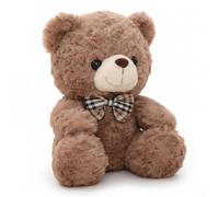 Bodeshis Teddy Bear, Small Sized Brown Plush Companion with Bow Tie, Soft Stuffed Animal for Bedtime Comfort and Home Decoration, Adorable Collectible for Gift Giving and Emotional Support