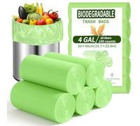 BODFPPC 100 Pack Biodegradable Bin Bags 20L, Compostable Food Waste Bags Caddy Bin Liners for Kitchen Office Bathroom Recycling, Eco-Friendly Food Rubbish Trash Bags Green