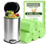 BODFPPC 100 Pack Biodegradable Bin Bags 30L, Compostable Food Waste Bags Caddy Bin Liners for Kitchen Office Bathroom Recycling, Eco-Friendly Food Rubbish Trash Bags Green