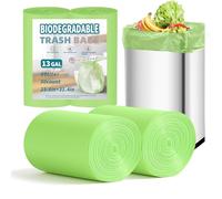 BODFPPC 50 Pack Biodegradable Bin Bags 50L, Compostable Food Waste Bags Caddy Bin Liners for Kitchen Office Bathroom Recycling, Eco-Friendly Food Rubbish Trash Bags Green