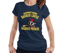 Bodger and Badger Everybody Know Mashed Potato Women's T-Shirt Navy Blue