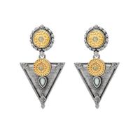 Bodha Traditional Indian Antique Dual Two Tone Plated Traditional Floral Bird Design with Pearls Drop Long Earrings for Women (SJE_281_S_LG)