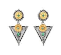 Bodha Traditional Indian Antique Dual Two Tone Plated Traditional Floral Bird Design with Pearls Drop Long Earrings for Women (SJE_281_S_G)