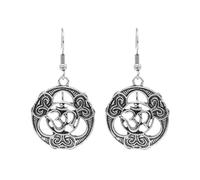 Bodha Traditional Indian Antique Oxidised Oxidized Small Sized Classic Om Design Dangle Handing Earring for Women (SJE_278_S)