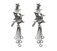 Bodha Traditional Indian Antique Silver Oxidised Peacock Dangle Earring For Women (SJE_162_P), M, Brass, No Gemstone