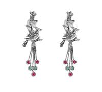 Bodha Traditional Indian Antique Silver Oxidised Peacock Dangle Earring For Women (SJE_162_P), M, Brass, No Gemstone