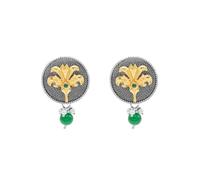 Bodha Traditional Indian Dual Tone Plated CZ, Maroon, Pearl Hanging Medium Drop Earring For Women (SJE_290_S_G)