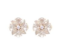 Bodha Traditional Indian Western Design, CZ, Zirconia, Crystals, Rose Gold Color Stud Bridal Earrings for Women - White color (SJE_308_RG_W)