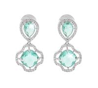 Bodha Western Design, CZ, Zirconia, Crystals, Rhodium Silver Color Drop Earrings for Women - Green color (SJE_306_S_G)