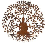 Bodhi Buddha Garden Screen Wall Art Plaque 60cm Diameter Inspirational Gifting Brown One Size