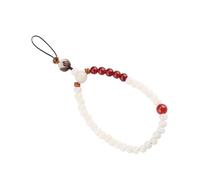 Bodhi DIY White Beaded Lanyard Jade Phone Agate Red and Easy Strap, Decorative to Install Hanging Rope for Women and Girls Mobile Phone Cases and Keychains