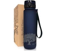Bodhi Tree water bottle/Tritan sports bottle - BPA-free - leak proof - can be opened with one hand - for yoga, fitness and outdoor sports - 650ml/1000ml (blue, 1L)