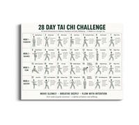 Bodhi2000 28 Day Tai Chi Challenge Poster, Gentle Home Fitness Chart | Low Impact Balance & Flexibility Training, Perfect Wellness Decor for Seniors & Beginners A 40cm