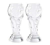 Bodhi2000 2Pcs Football Beer Mug, Trophy Design Clear Tall Glass Stein, Large Capacity Drinking Cup with Thickened Stable Base for Game Day Parties BBQ Bar Home Gathering Sports Fan M 2pcs