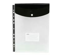 Bodhi2000 A4 11 Hole Binder Pockets Plastic Expanding File Folders Snap Closure Document Holder Transparent Label Slot for Office Storage Black Vertical Payment
