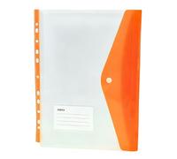 Bodhi2000 A4 11 Hole Binder Pockets Plastic Expanding File Folders Snap Closure Document Holder Transparent Label Slot for Office Storage Orange Transverse