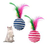 Bodhi2000 Cat Toy Sisal Ball with Feathers Wear-Resistant Catnip Sound Interactive Boredom Relief Indoor Play for CatsRandom Color
