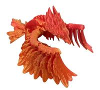 Bodhi2000 Collectible Phoenix Figurine 3d Printed Ornament with Movable Joints Colorful Bird Figure Articulated Animal Model Fidget Toy for Home Office Desktop Red