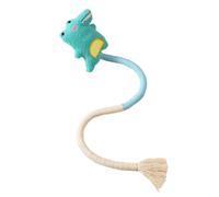 Bodhi2000 Cotton Rope Cat Toy, Silent Plush Cloud Carrot Cheese Chew Toy for Indoor Cats Teething Relief, Durable Woven Stuffed Animal Interactive Play Fetch, 50cm Long Tail, Multicolored Blue