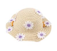 Bodhi2000 Dog Straw Hat Cute Flower Pet Sun Hat Breathable Wide Brim Summer Hats for Dogs Cats Camping Hiking Adjustable Fit Large Small Pets Purple L