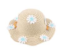 Bodhi2000 Dog Straw Hat Cute Flower Pet Sun Hat Breathable Wide Brim Summer Hats for Dogs Cats Camping Hiking Adjustable Fit Large Small Pets Blue M