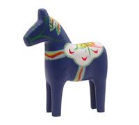 Bodhi2000 Hand Painted Swedish Dala Horse Figurine Set, Solid Wood Folk Art Tabletop Decor, Stable Base Red Green Nordic Wooden Horse Ornament for Home Housewarming Gift Blue S