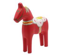 Bodhi2000 Hand Painted Swedish Dala Horse Figurine Set, Solid Wood Folk Art Tabletop Decor, Stable Base Red Green Nordic Wooden Horse Ornament for Home Housewarming Gift Red M