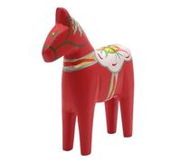 Bodhi2000 Hand Painted Swedish Dala Horse Figurine Set, Solid Wood Folk Art Tabletop Decor, Stable Base Red Green Nordic Wooden Horse Ornament for Home Housewarming Gift Red S