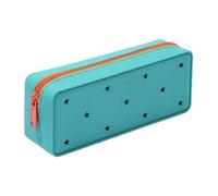 Bodhi2000 Large Capacity Pencil Case Silicone Pen Bag with Heart Star Shape Aesthetic Stationery Organizer Pouch for Teen Girls Boys High School Office Supplies 1 Pack Blue Green Star