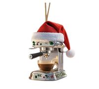Bodhi2000 Lifelike Coffee Machine Ornament Coffee Machine Christmas Pendant Coffee Machine Christmas Ornament Acrylic Santa Hat Mini Pendant Multicolor