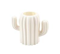 Bodhi2000 Minimalistic Stylish Flower Vase, Modern Vases and Ornaments, Plastic Cactus Shaped Vase Dried Flower Pot Holder Home Office Desktop Decor - Milky White