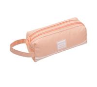 Bodhi2000 Oxford Pencil Case with Handle Double Layer Pen Pouch Large Capacity Stationery Bag for Students and Commuters Stationery Organizer Pink