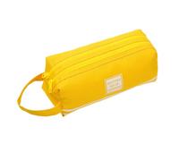 Bodhi2000 Oxford Pencil Case with Handle Double Layer Pen Pouch Large Capacity Stationery Bag for Students and Commuters Stationery Organizer Yellow