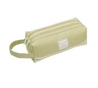 Bodhi2000 Oxford Pencil Case with Handle Double Layer Pen Pouch Large Capacity Stationery Bag for Students and Commuters Stationery Organizer Green