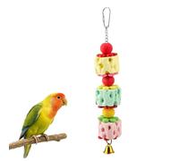 Bodhi2000 Parrot Beak Grinding Stone Toy with Bell and Colorful Beads for Budgies Cockatiels - Small Medium Bird Chew Enrichment Accessory A