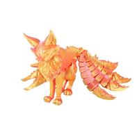 Bodhi2000 Whimsical Fox Decor Colorful Collectible 3d Printed Ornament Nine Tailed Figurine with Articulated Limbs Animal Action Figure Flexible Fidget Toy for Pink Gold 18cm
