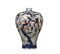 BODHIS Antique Ceramics, Qing Dynasty, Hand-painted Blue And White Longevity Peach Pattern Plum Bottle Vas