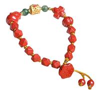 BODHIS Bracelet, Amulet Natural Stone Cinnabar Bracelet Lotus Pendant Bracelet Warding-Off Evil Spirits Re