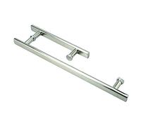 BODHIS LShaped Sliding Door Handle,Steel Stainless Glass Door Handle Pull, for Home/Shop/Garage/Office Silver (Silver 385 *
