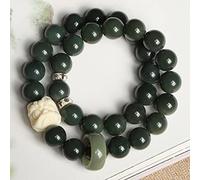 BODHIS Weathering Root Bracelet 10mm Green Hand Carved Boxwood Lucky Charm Buddhist Rosary Pra
