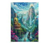 Bodhisattva 300 Pc Classic Jigsaw Puzzle Lotus Faith Puzzle for Adults Hard Challenging Hobby Home Decor Poster Smooth Wooden Cardboard 300 PCS