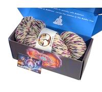 BodhiYarn Energy Yarn by Sunny Cat 90% Wool 10% Silk Hand Dyed Yarn - for Knitting, Crochet & Weaving - Medium Weight Soft Yarn with COA & Gift Box (100g / 435yd) (Heart Weave)