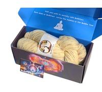 BodhiYarn Energy Yarn by Sunny Cat 90% Wool 10% Silk Hand Dyed Yarn - for Knitting, Crochet & Weaving - Medium Weight Soft Yarn with COA & Gift Box (100g / 435yd) (Golden Flow)