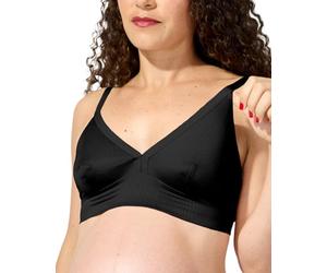 Bodily The Effortless Bra for Pregnancy, Postpartum & Nursing, Soft, Seamless, Stretchy & Wireless Pull-Down Maternity Bra, Black, L